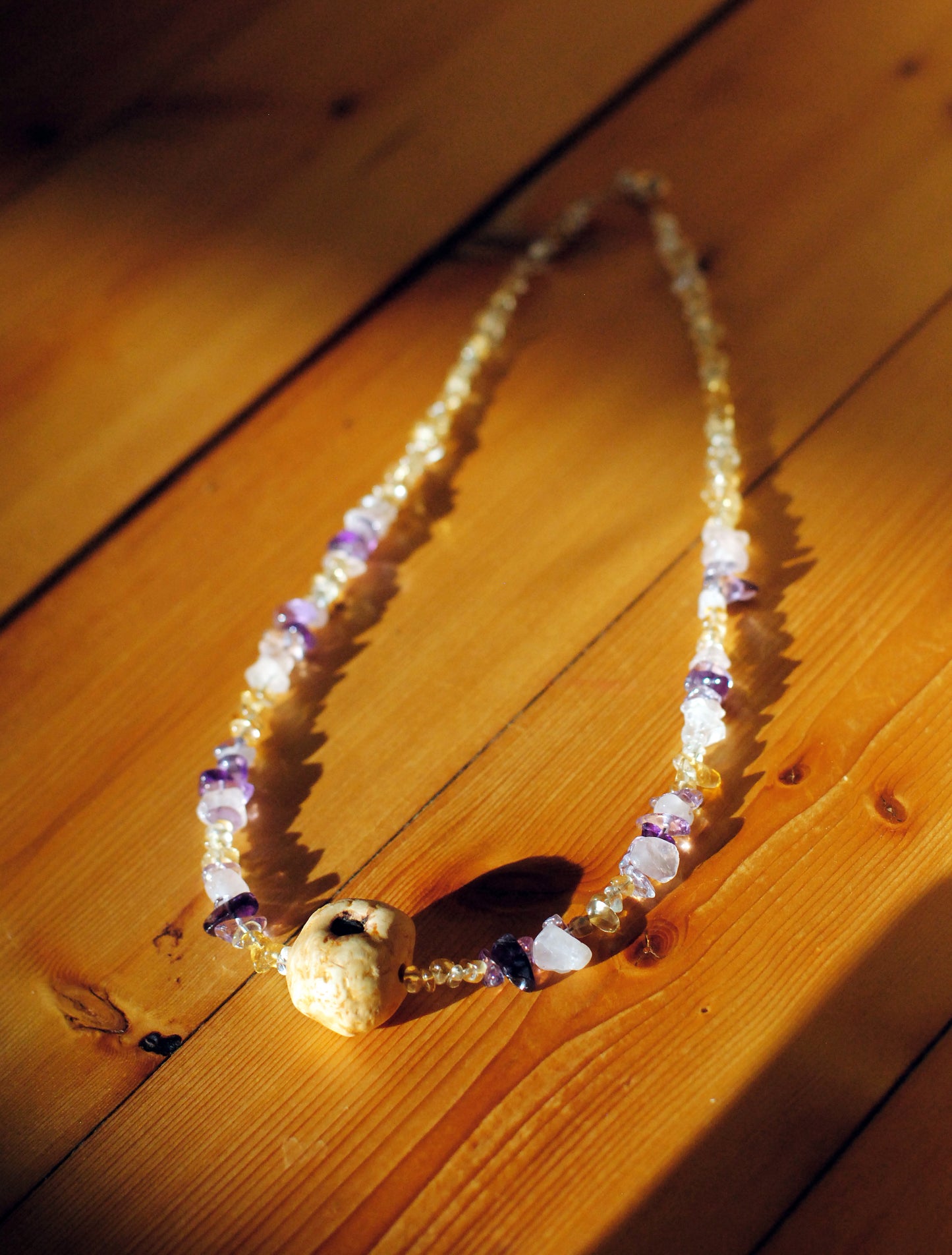 Behütet ✧ Baumperlen-Kette ✧ Ametrin & Citrin ✧ Unikat