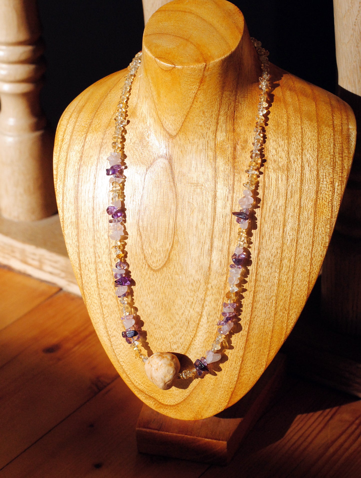 Behütet ✧ Baumperlen-Kette ✧ Ametrin & Citrin ✧ Unikat