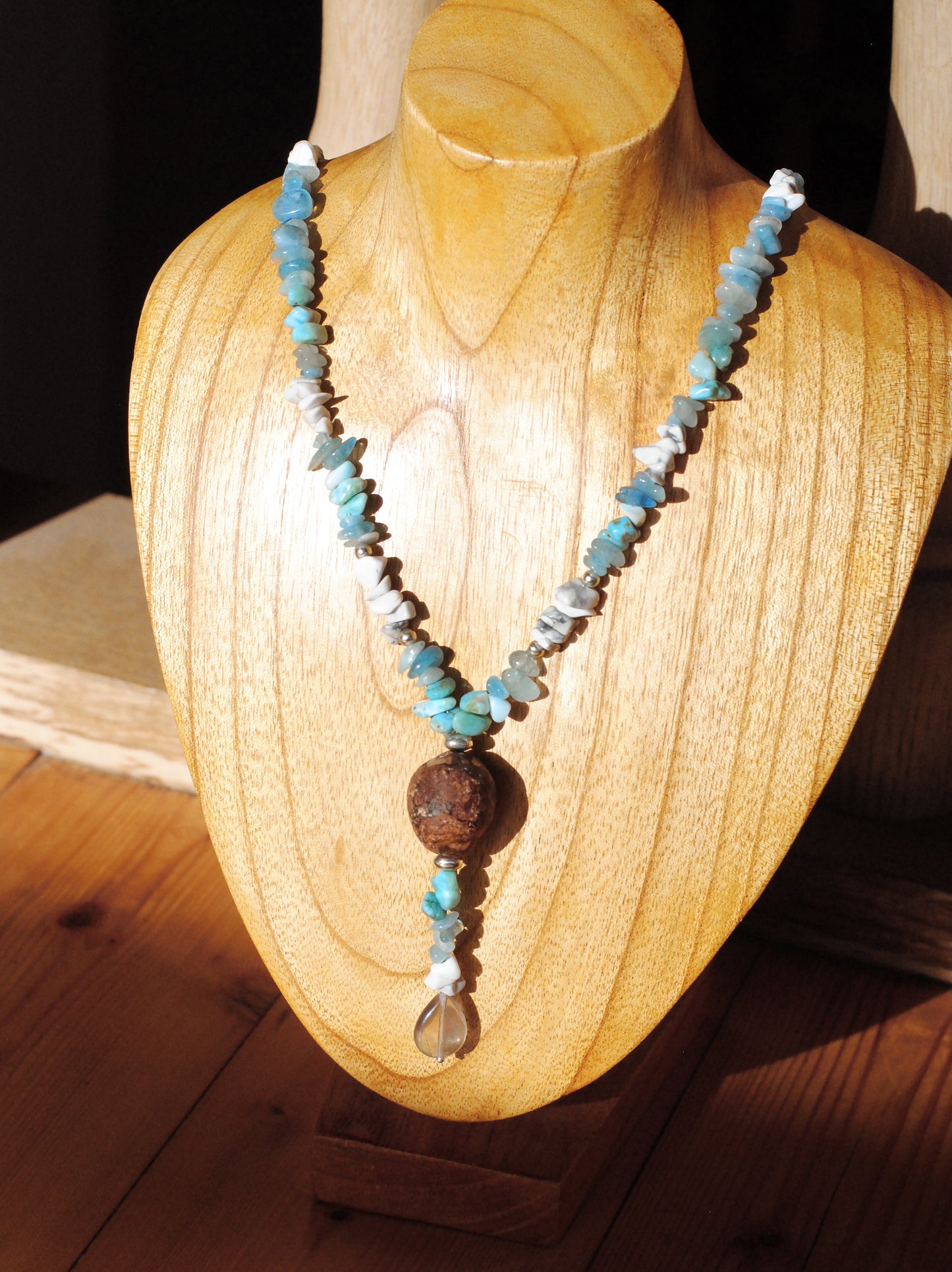 Innere Ruhe ✧ Baumperlen-Set ✧ Larimar & Aquamarin ✧ Unikat