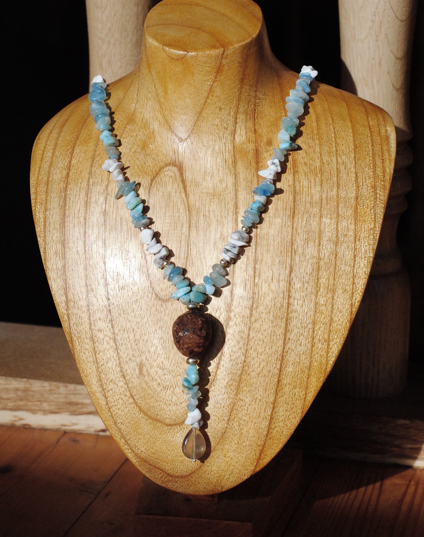 Innere Ruhe ✧ Baumperlen-Set ✧ Larimar & Aquamarin ✧ Unikat