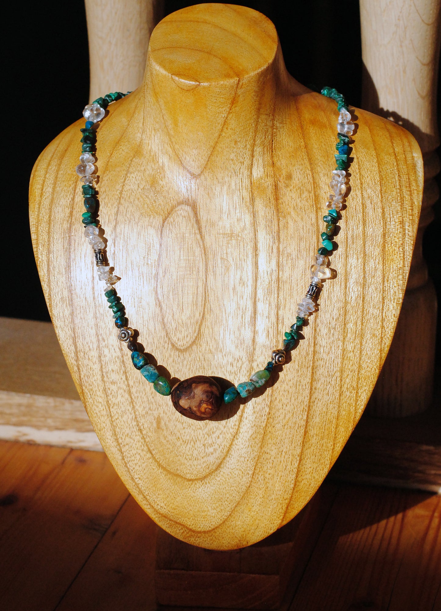 Zuversicht ✧ Baumperlen-Kette ✧ Chrysokoll & Malachit ✧ Unikat