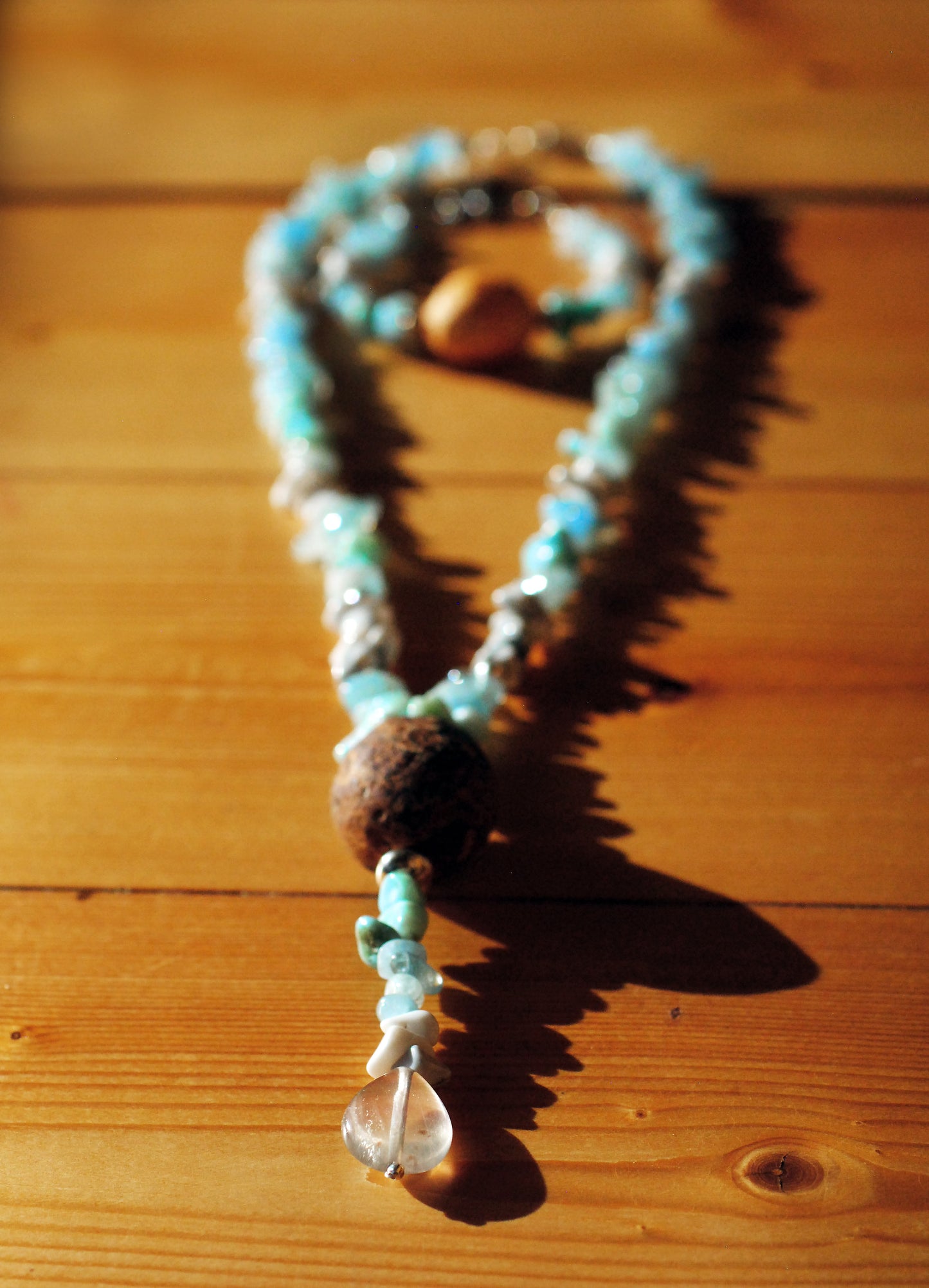 Innere Ruhe ✧ Baumperlen-Set ✧ Larimar & Aquamarin ✧ Unikat