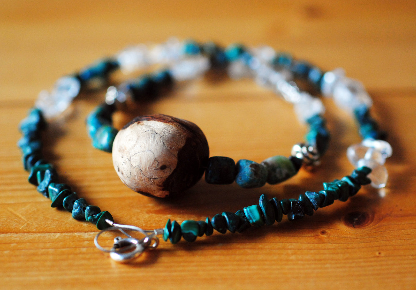 Zuversicht ✧ Baumperlen-Kette ✧ Chrysokoll & Malachit ✧ Unikat