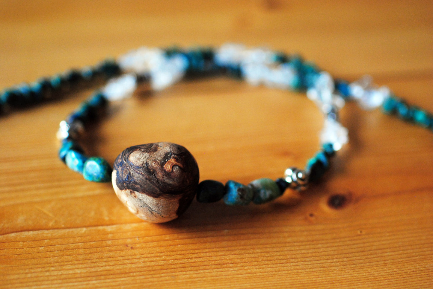 Zuversicht ✧ Baumperlen-Kette ✧ Chrysokoll & Malachit ✧ Unikat