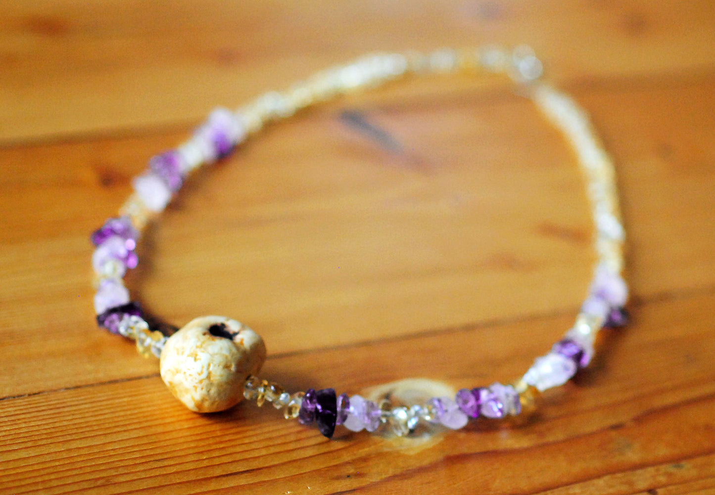 Behütet ✧ Baumperlen-Kette ✧ Ametrin & Citrin ✧ Unikat