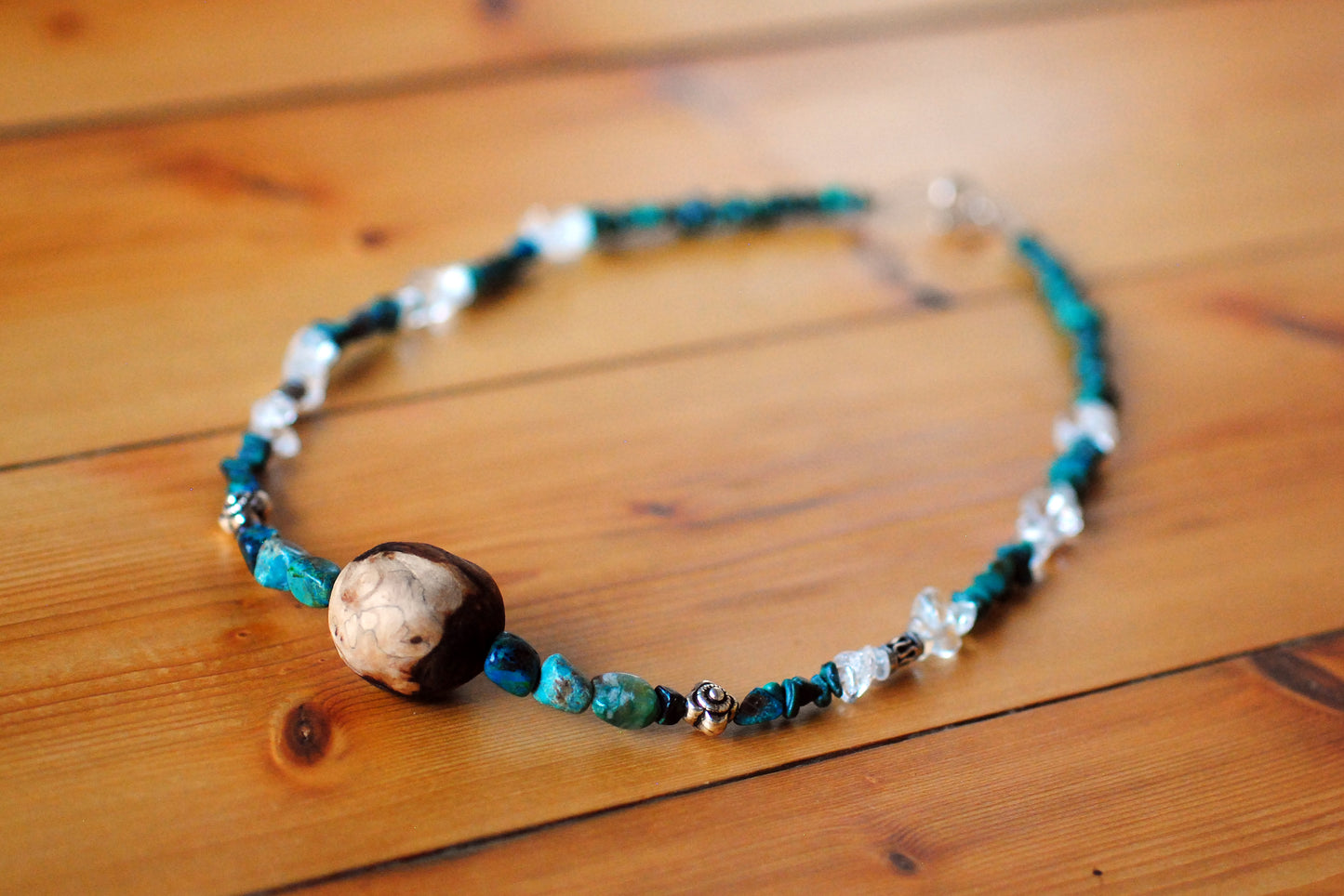 Zuversicht ✧ Baumperlen-Kette ✧ Chrysokoll & Malachit ✧ Unikat