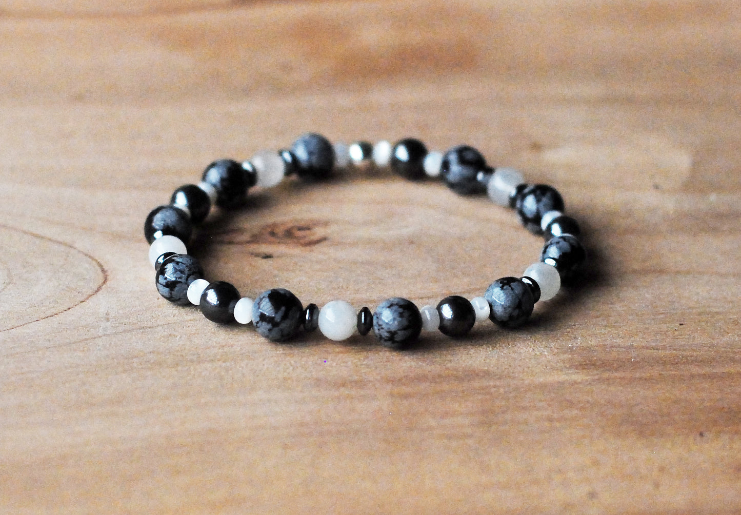 Schneeflocken-Obsidian Armband