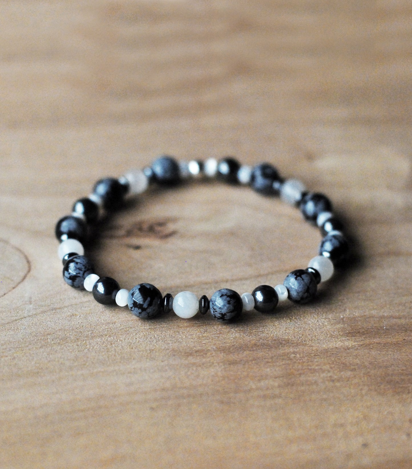 Schneeflocken-Obsidian Armband