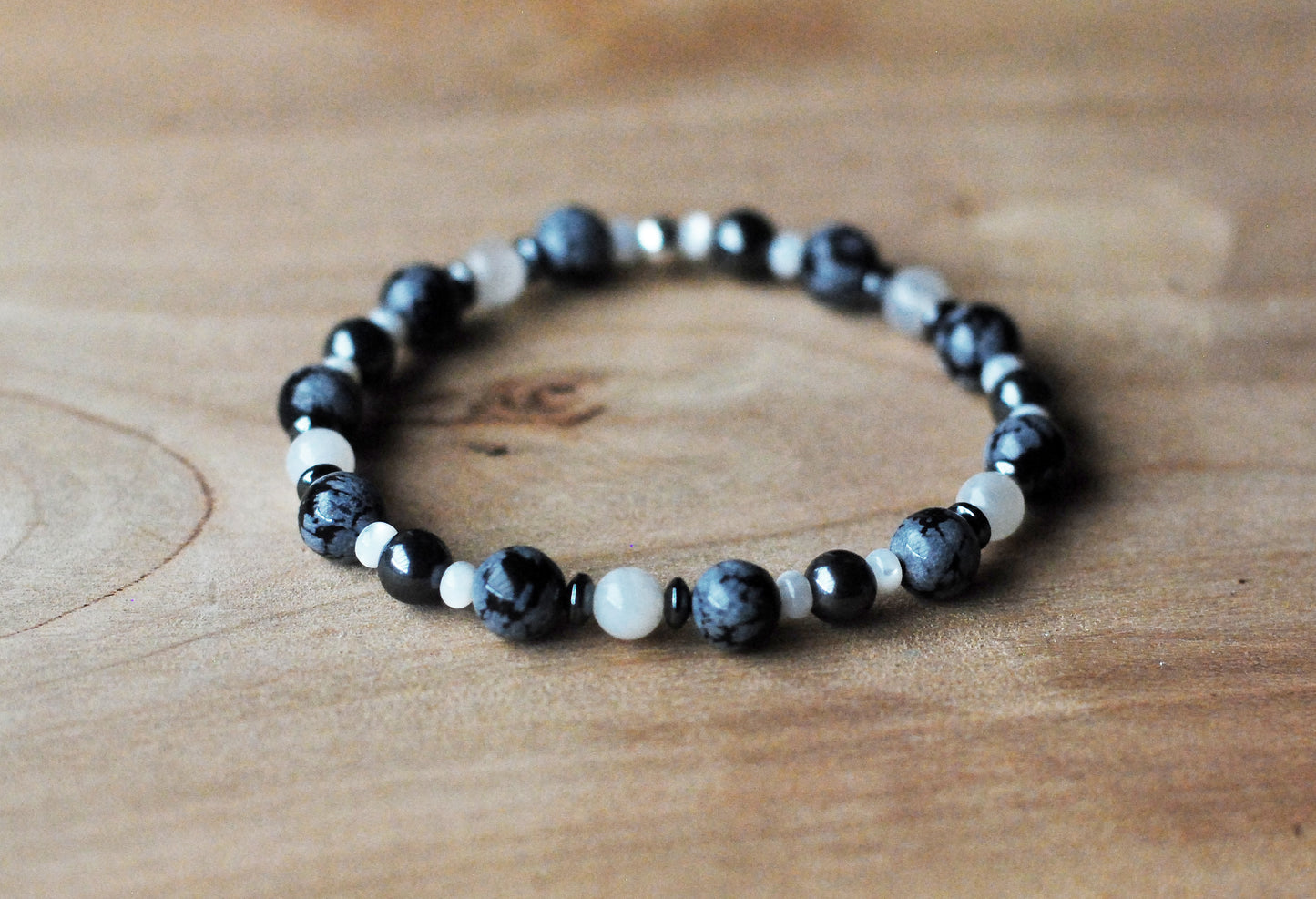 Schneeflocken-Obsidian Armband