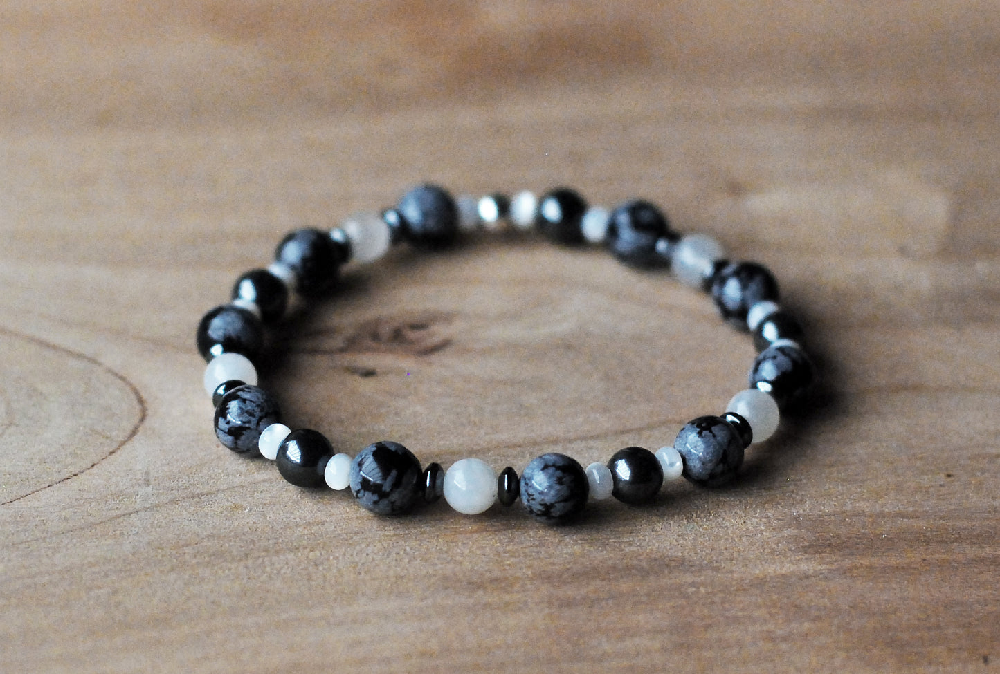 Schneeflocken-Obsidian Armband
