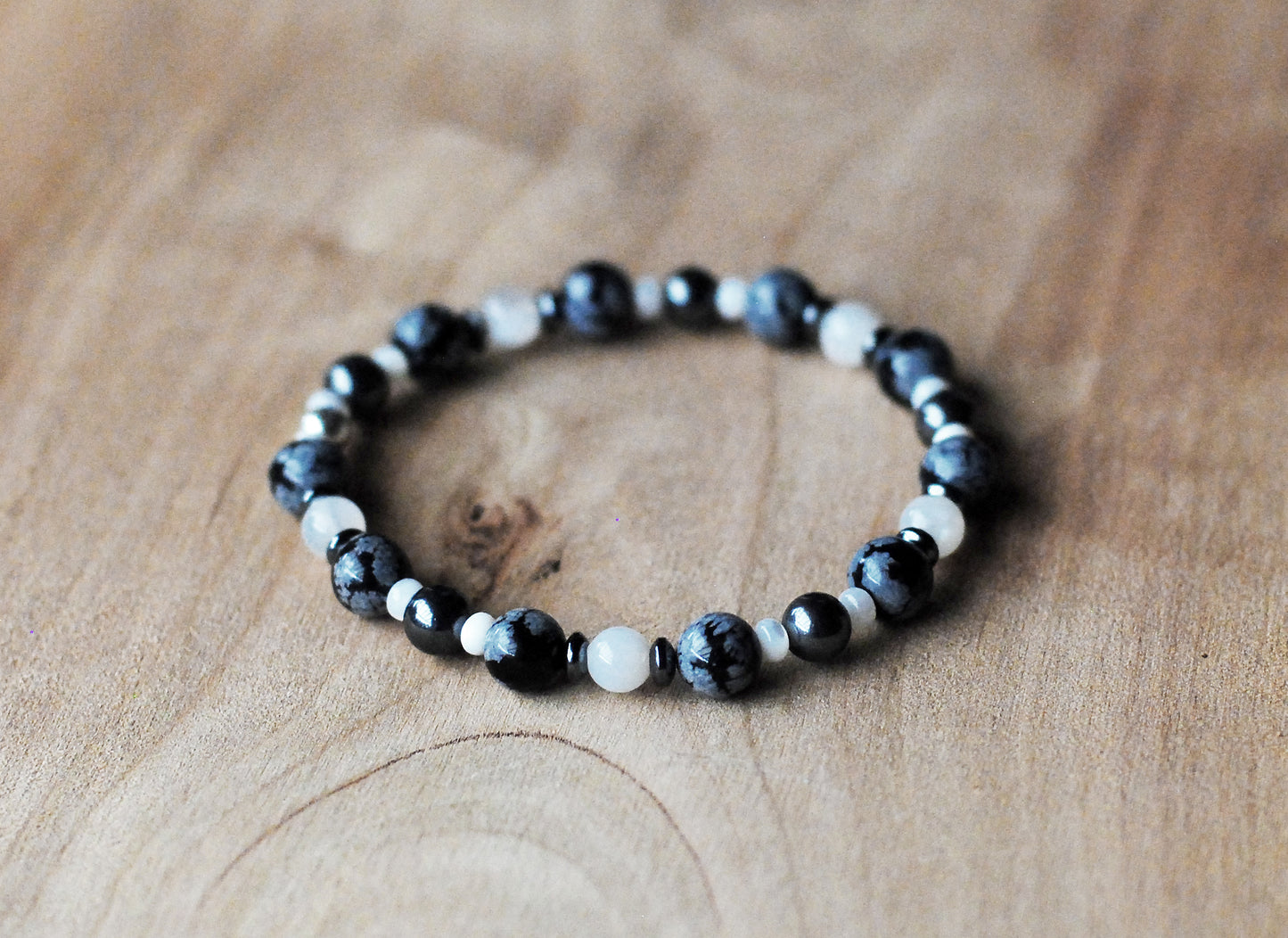 Schneeflocken-Obsidian Armband