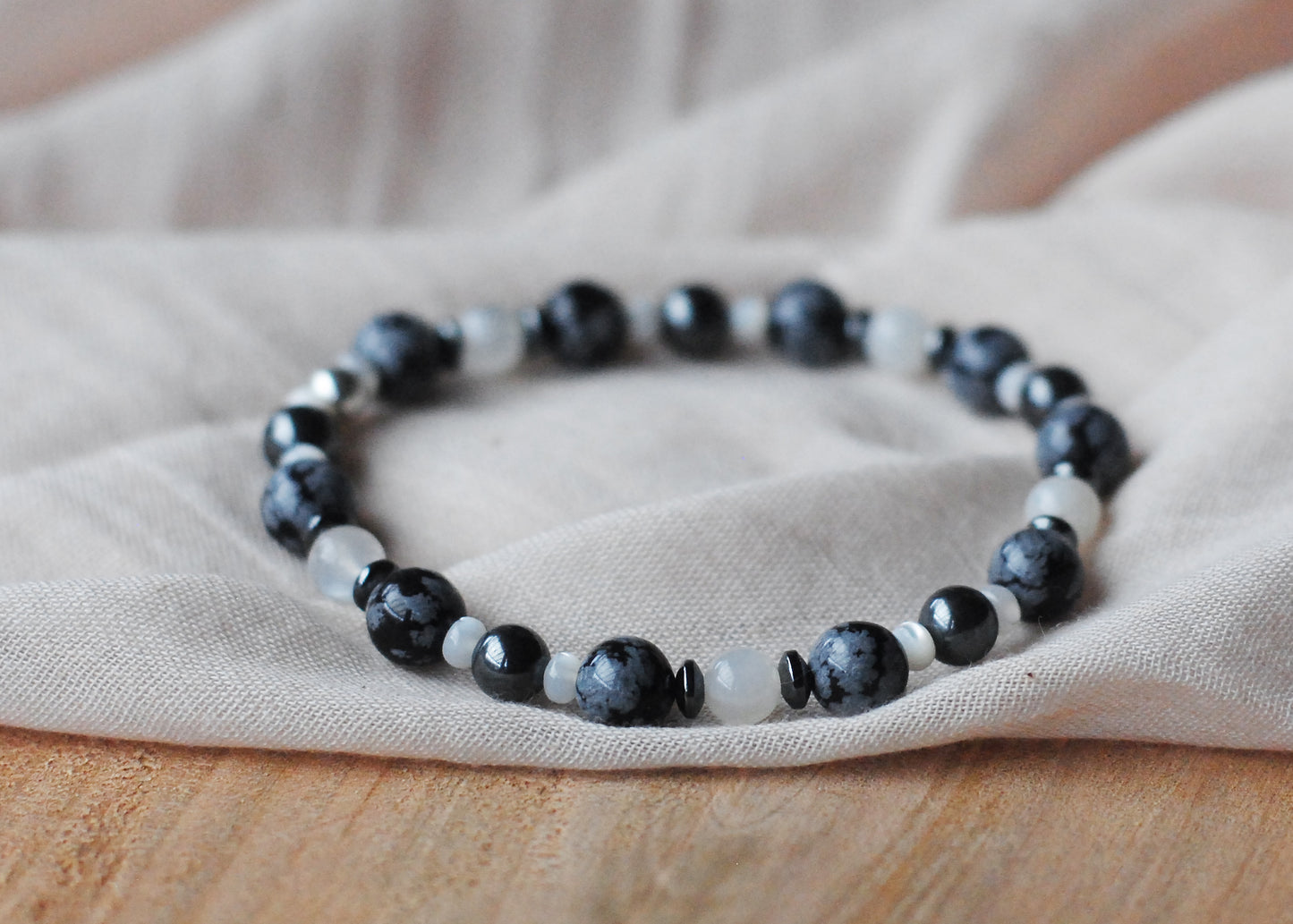 Schneeflocken-Obsidian Armband