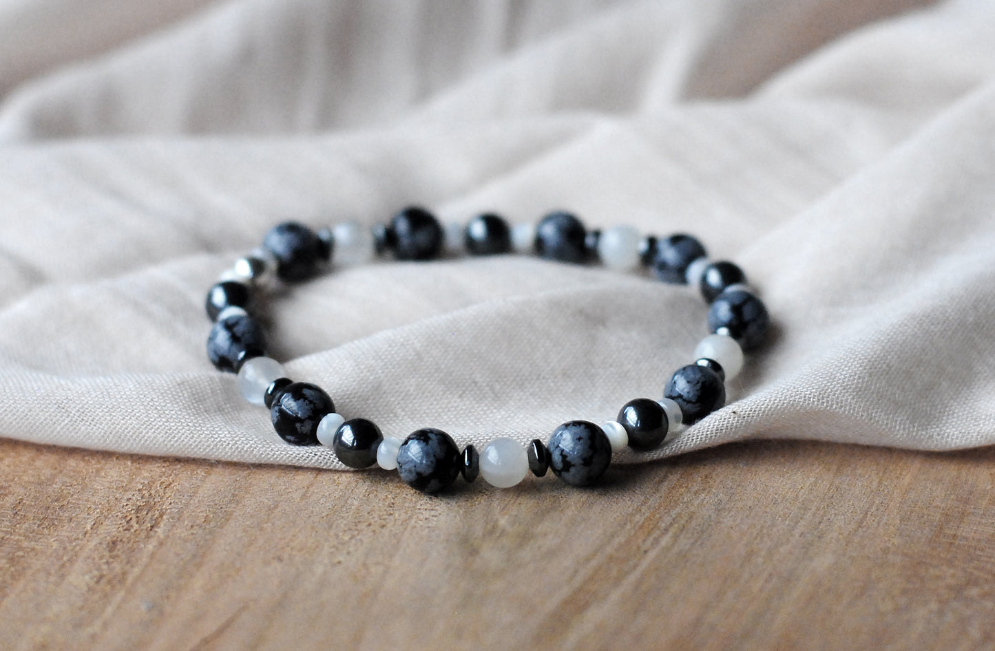 Schneeflocken-Obsidian Armband