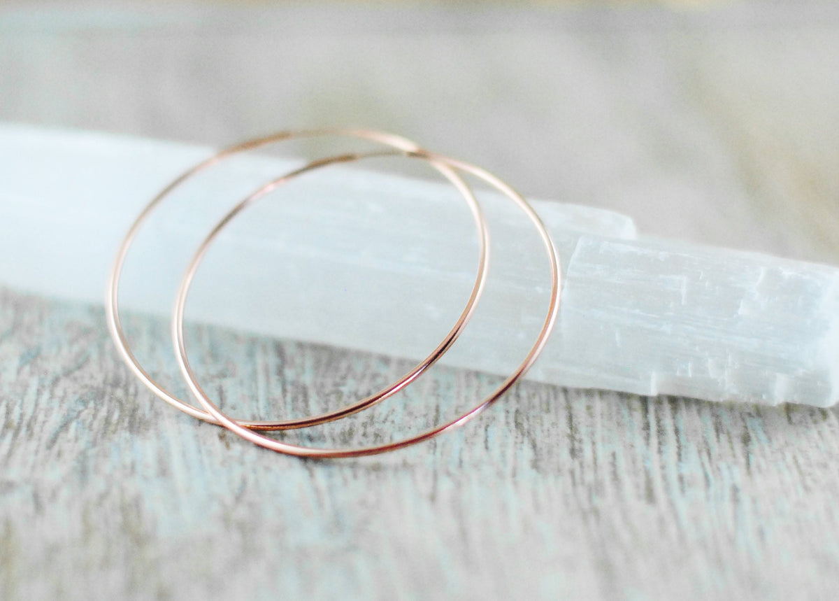 18 K Roségold Creolen XL dünn leicht elegant
