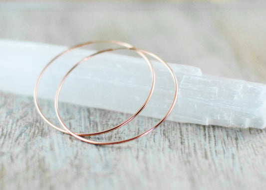 18 K Roségold Creolen XL dünn leicht elegant