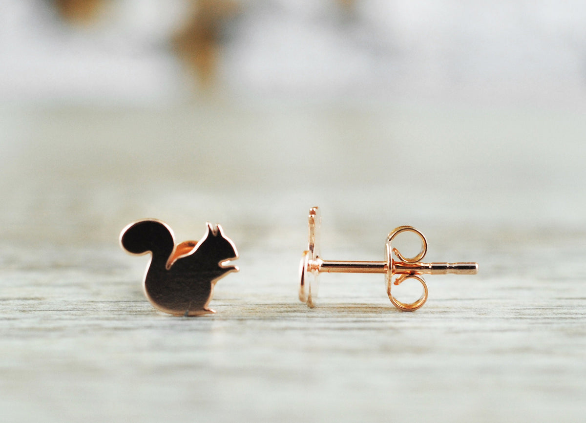 Roségold vergoldete Ohrstecker 18K Eichhörnchen