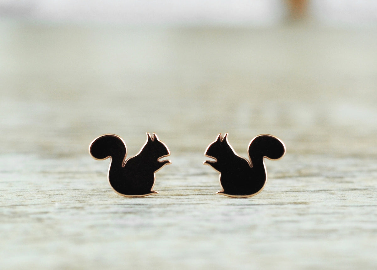 Roségold vergoldete Ohrstecker 18K Eichhörnchen
