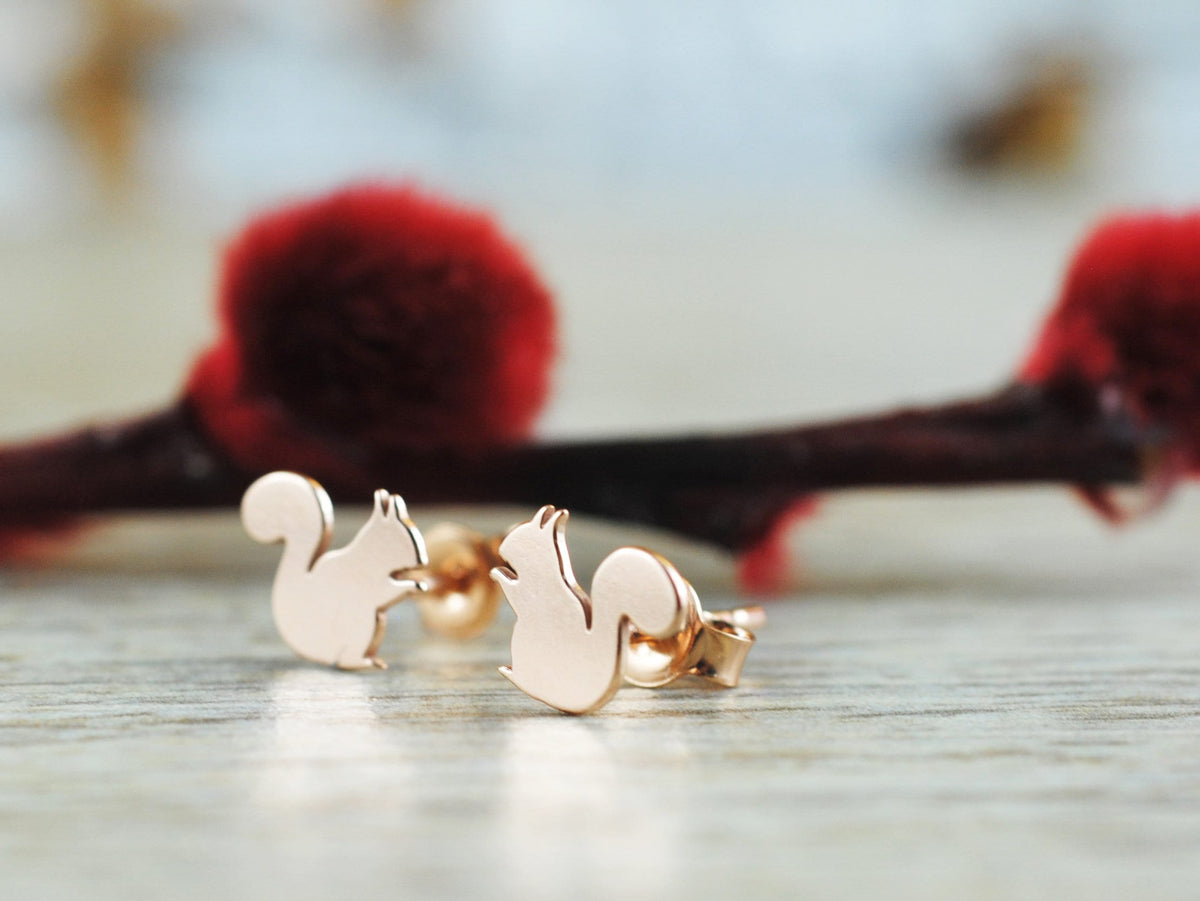 Roségold vergoldete Ohrstecker 18K Eichhörnchen
