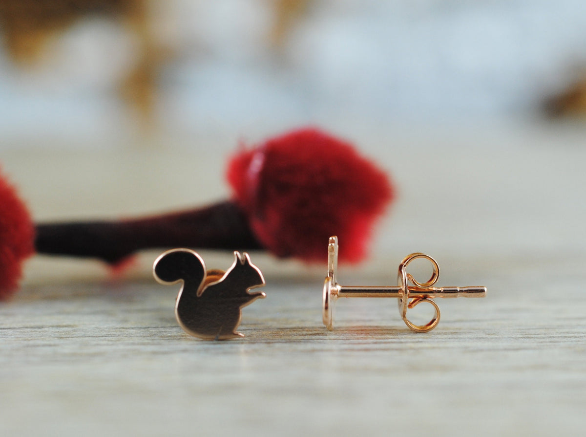 Roségold vergoldete Ohrstecker 18K Eichhörnchen
