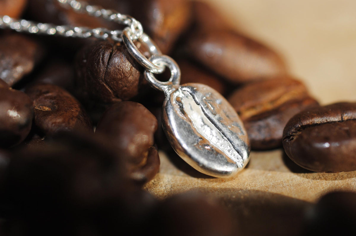 925er Silber Anhänger "Kaffeebohne" optional mit Kette