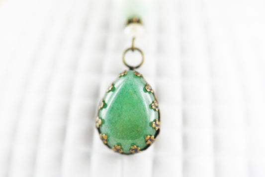 Aventurin Tropfen mit Amazonit Edelstein Amulett