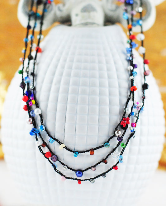 Collier "Lakshmi" UNIKAT mit Glasperlen, Farbenpracht