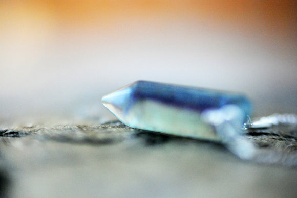 925er Silber Fluorit Spitze Edelstein Kette Amulett