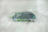 925er Silber Fluorit Spitze Edelstein Kette Amulett