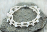 Rosenhauch / UNIKAT-Armband mit Rosenquarz Edelstein Baumwolle