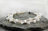 Rosenhauch / UNIKAT-Armband mit Rosenquarz Edelstein Baumwolle