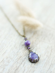Amethyst Tropfen Edelstein Amulett