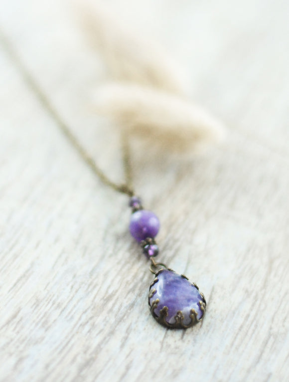 Amethyst Tropfen Edelstein Amulett