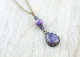 Amethyst Tropfen Edelstein Amulett