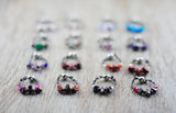 16er Set Schmuckes Glas / Edelstein Sektglasmarkierer / Weinglasmarkierer / Glasmarker mit Edelstein