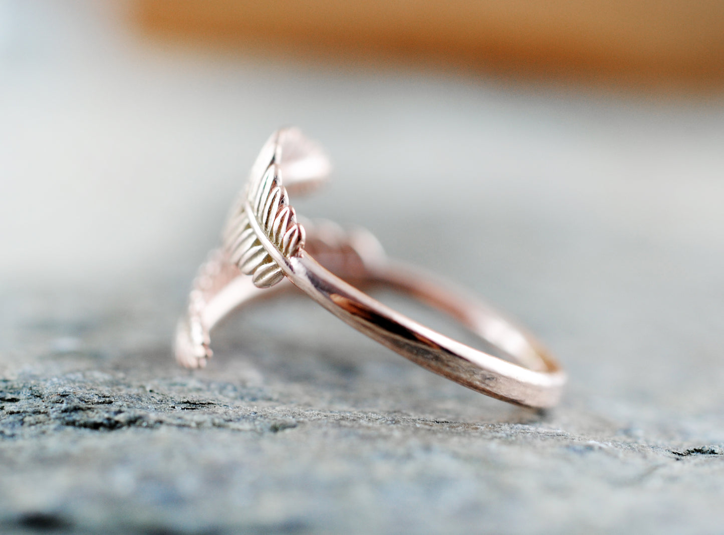 18 K Roségold Ring Blatt