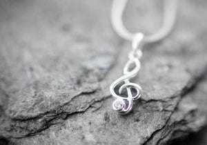 925er Silber Kette "Violinschlüssel" mit Kristall