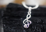 925er Silber Kette "Violinschlüssel" mit Kristall
