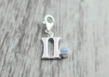 925er Echtsilber-Charm Zwilling mit Chalcedon - Sternzeichen Schmuck