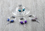 4er Set Schmuckes Glas / Sektglasmarkierer / Weinglasmarkierer / Glasmarker blau, lila, altrosé, petrolgrün