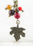 Kette "Ahornblatt" mit Koralle, Granat, Bernstein und Karneol