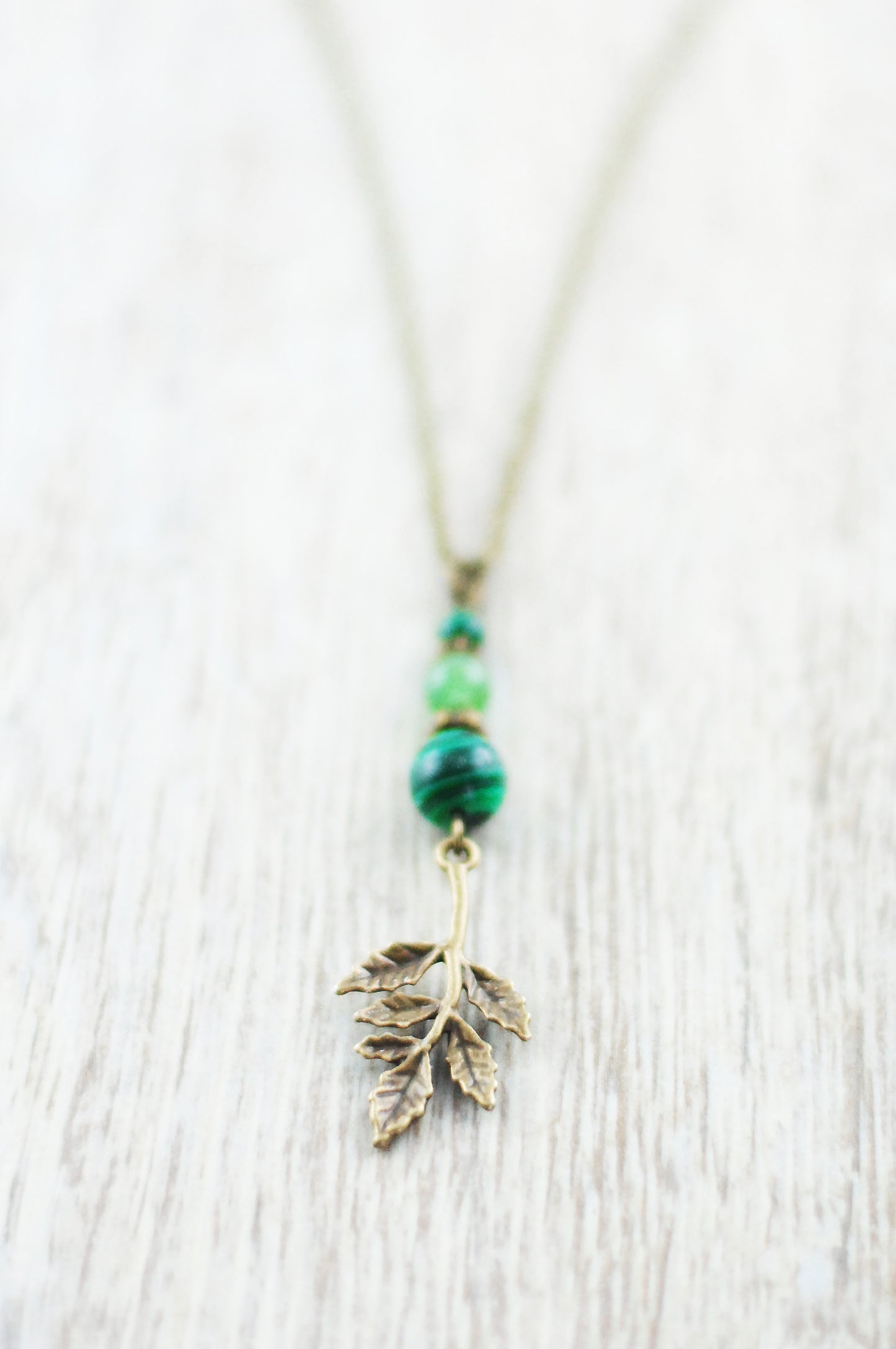 Kette "Laubbaum" mit Malachit und Aventurin
