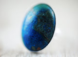Blauer Jaspis Ring 925er Sterling Silber