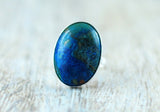 Blauer Jaspis Ring 925er Sterling Silber