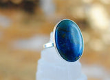 Blauer Jaspis Ring 925er Sterling Silber