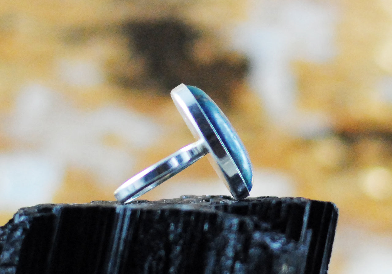 Blauer Jaspis Ring 925er Sterling Silber