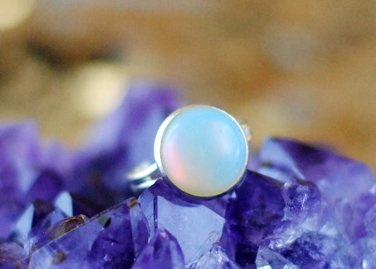 Mondstein Ring versilbert