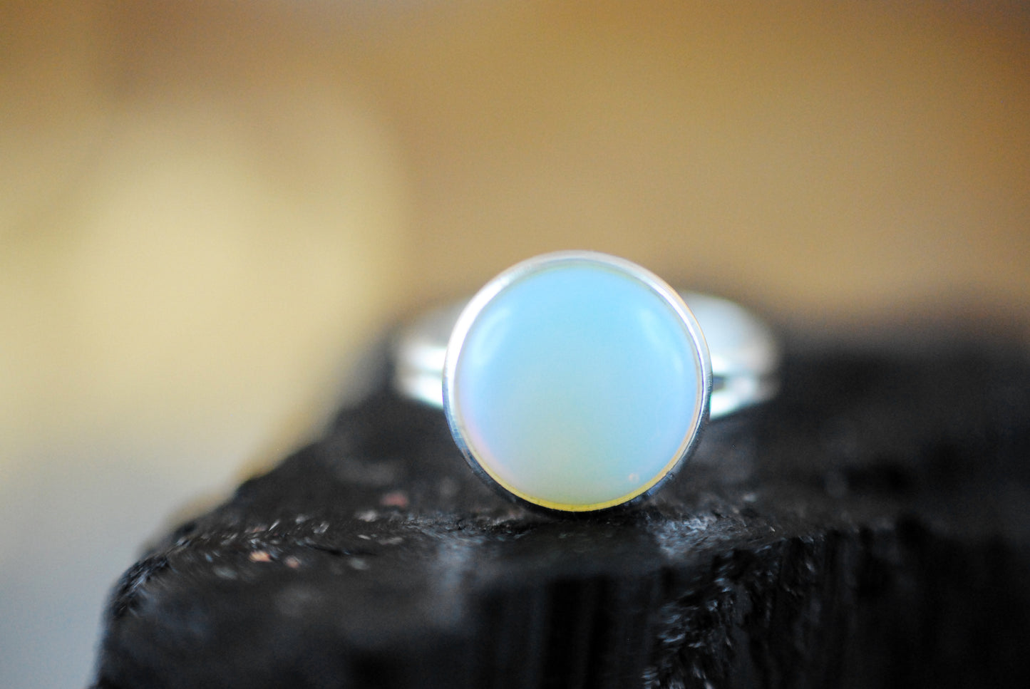 Mondstein Ring versilbert