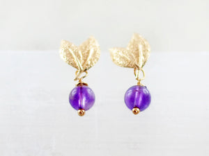 Ohrstecker "Amethystblüten" vergoldet mit Amethystperlen