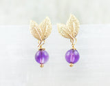 Ohrstecker "Amethystblüten" vergoldet mit Amethystperlen
