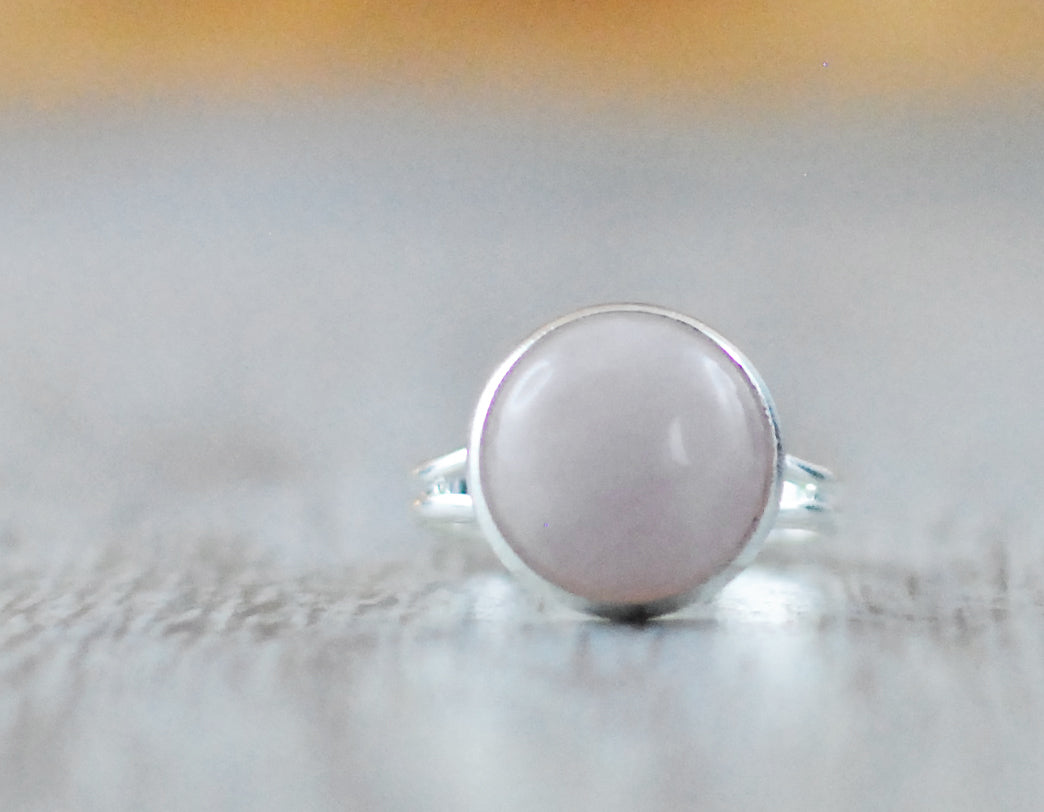 Rosenquarz Ring versilbert